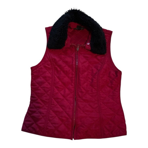 Amy Byer Red Quilted Vest with Faux Fur Collar Girls Large Y2K - Picture 1 of 3